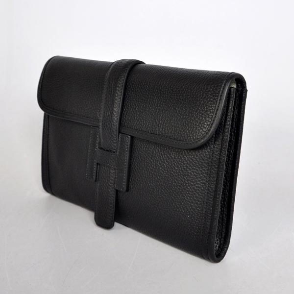 High Quality Hermes Jige Large Clutch Handbag Black 1053 Replica - Click Image to Close